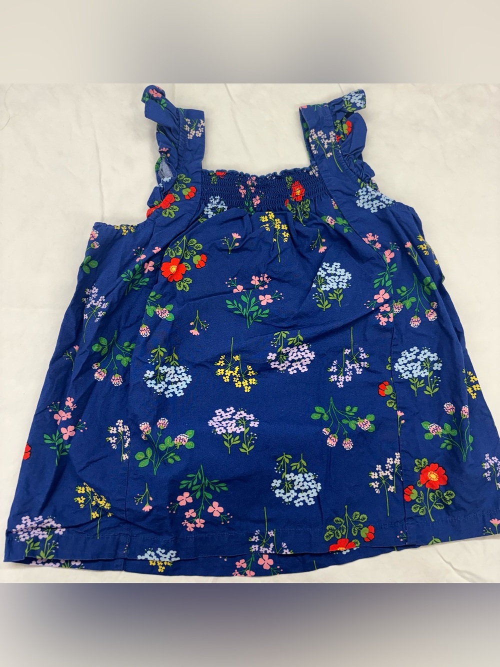 Hanna Andersson Blue Floral Ruffle Tank Top‎ Size 110/5